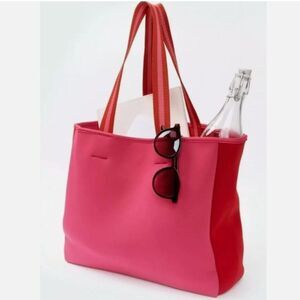 NWT Anthropologie SUMMERSALT Pink and Red Neoprene Summer Beach Tote